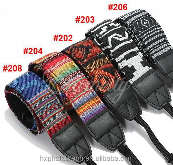 

Wholesale Custom Logo Vintage Retro Woven Adjustable Leather Ends DSLR Camera Straps for Canon