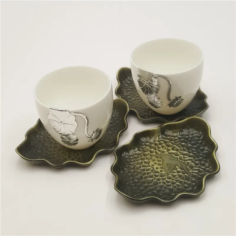 

Wholesale Newest Style Irregular Metal Tea Cup Coaster Coffee Cup Saucer For Drinking Accessories, Red bronze, green bronze
