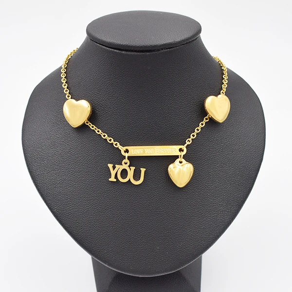 

2017 Guangzhou mini girl vacuum goldplated necklace pendant jewelry set elegant love fashion hot pendant jewelry set, 18k gold