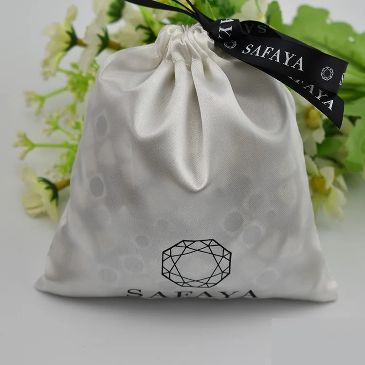 Export Products Multipurpose White Drawstring Satin Jewelry Dust Bag