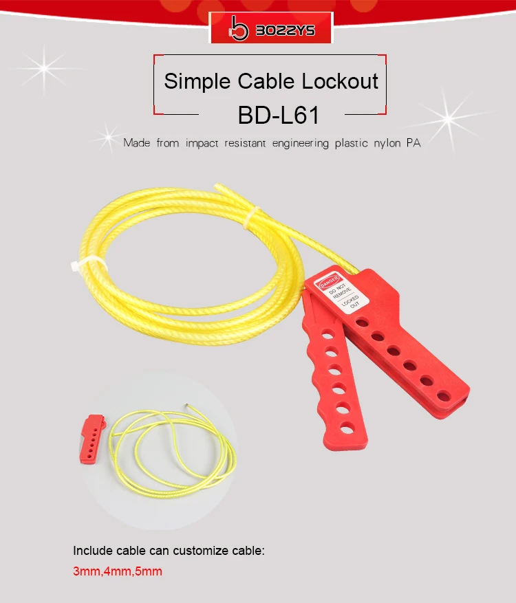 BOSHI Customized Nylon PA Material Adjustable Safety Cable Lockout