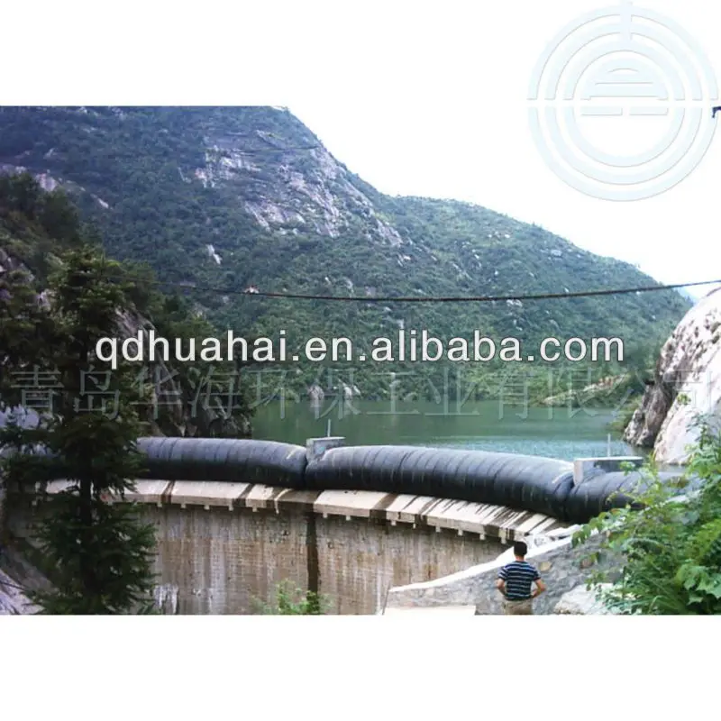 rubber dam above concrete weir