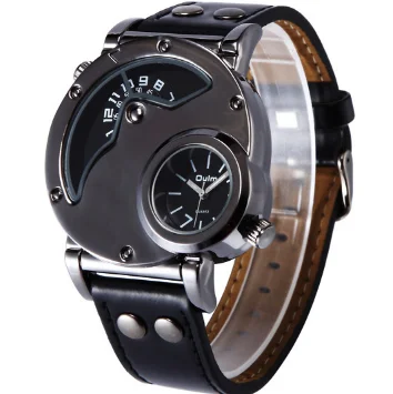 

OULM brand fashion men's genuine Leather quartz wholesale personality sports watch