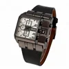 Hot Selling Original Unique Design Rectangle Watch OULM 3364 Wide Dial Quartz Wrist Watches For Men With Leather Strap