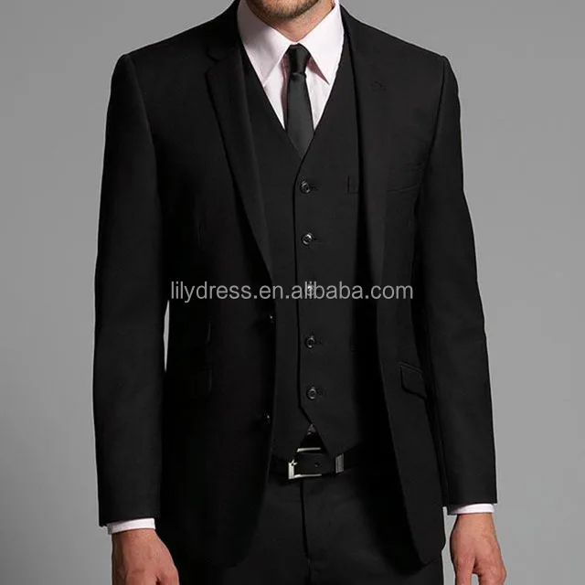 

LL039 Generous Black Suit Mens Wedding Suits Notched Lapel Men Wedding Tuxedos Two Button Groom Suits (Jacket+Pants+Vest), Per the request