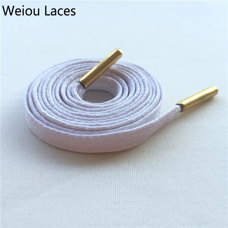 white flat waxed shoelaces