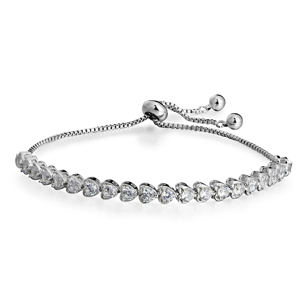 

Zircon heart shaped tennis bezel bracelets for girls, N/a