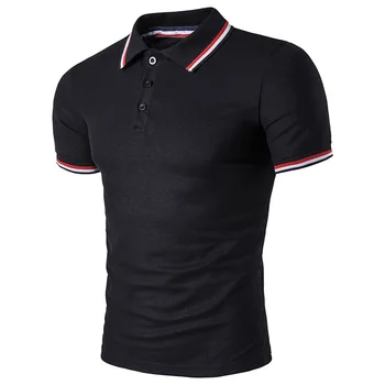 Wholesale Custom Logo Cotton Blank Black Polo T Shirt Men Short Sleeve ...