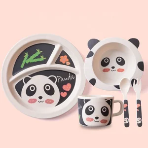Eco friendly reusable dinnerware melamine free bamboo fiber tableware for kids