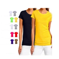 

high quality cotton european size custom design oem logo women girl blank t shirt plain t-shirt