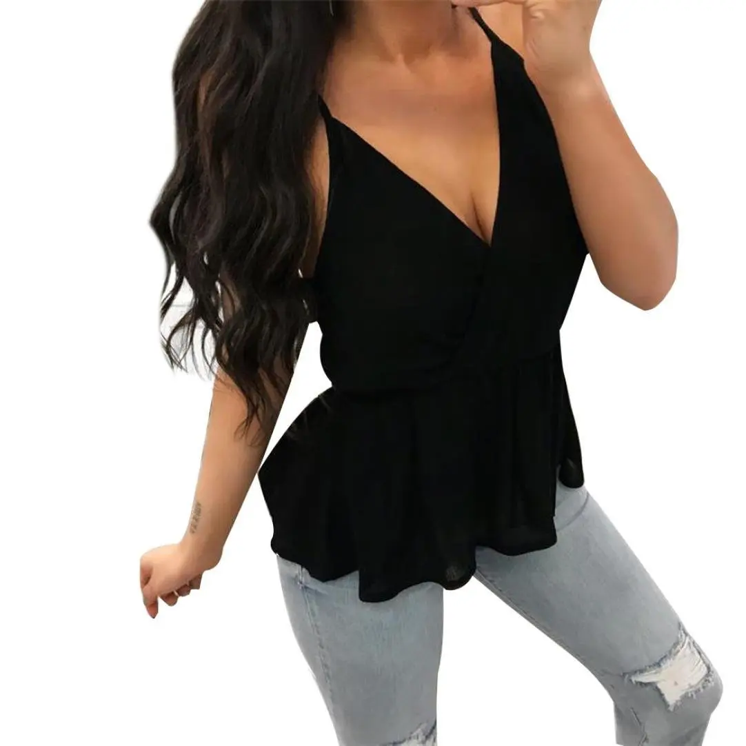 black v neck chiffon top