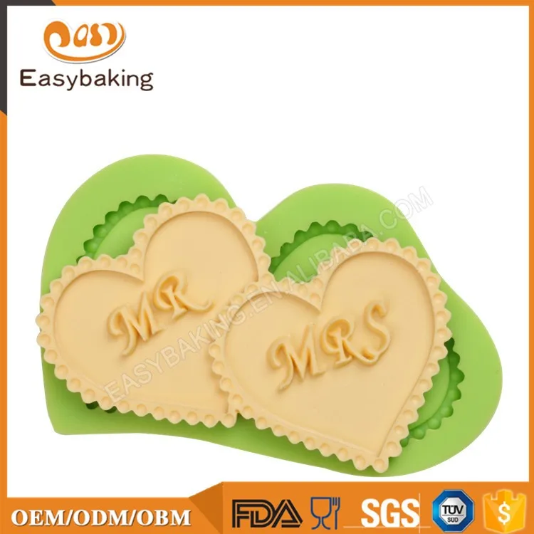 ES-1509 MR and MRS Love hearts Silicone Molds for Fondant Cake Decorating