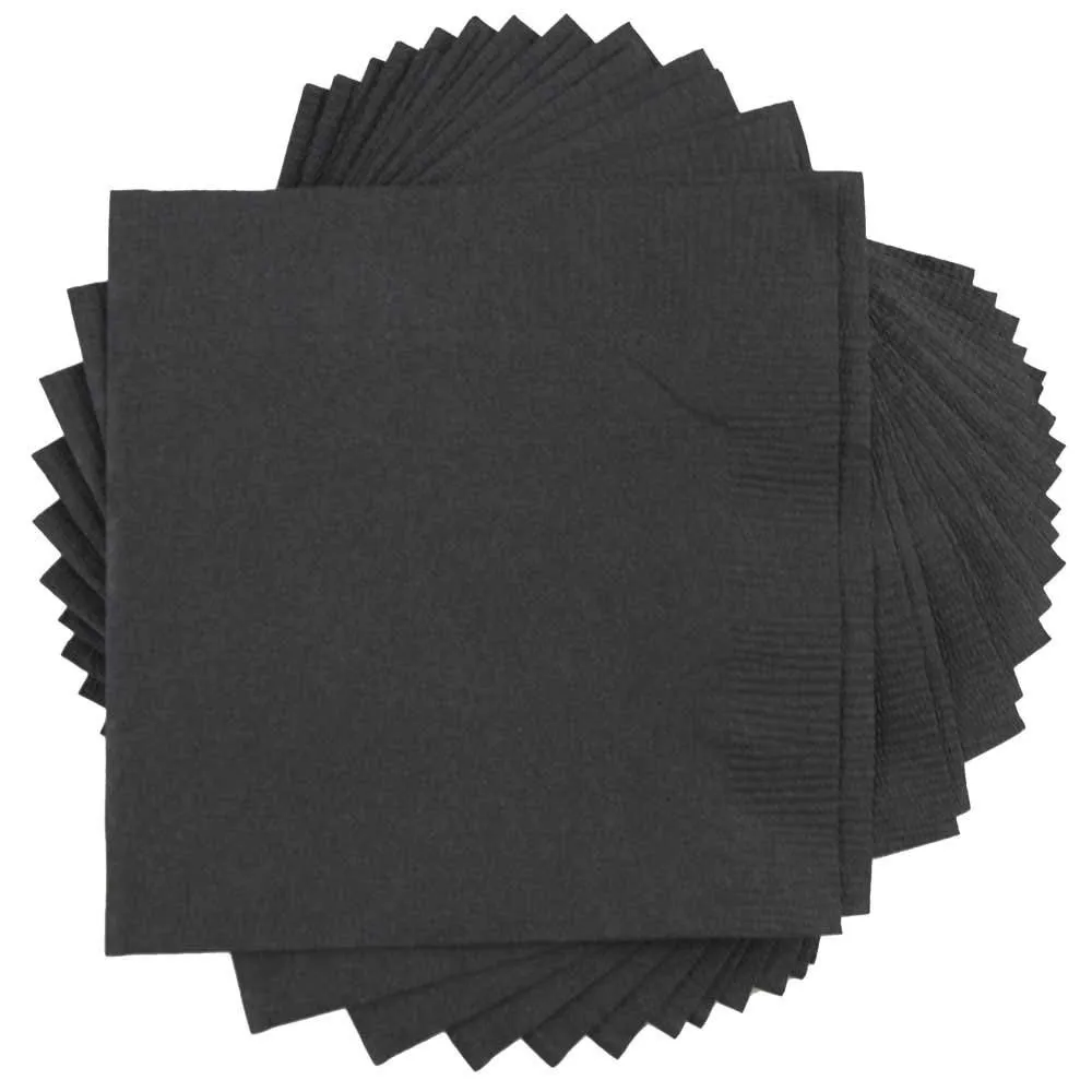Custom Napkin Black Dinner,100 Virgin Woold Pulp Black Paper Napkins