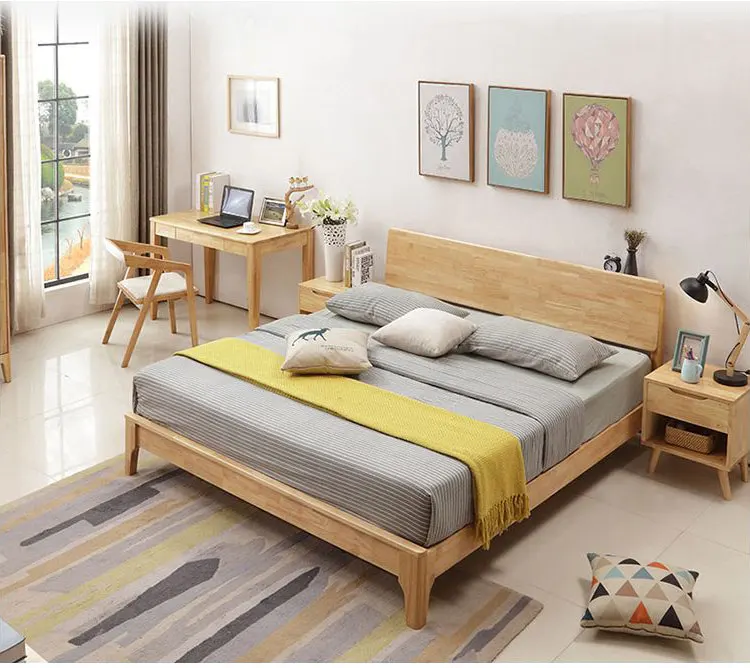 Hotel Bedroom Rubber Wood Solid Wood Furniture Bed - Buy Furniture Bed ...