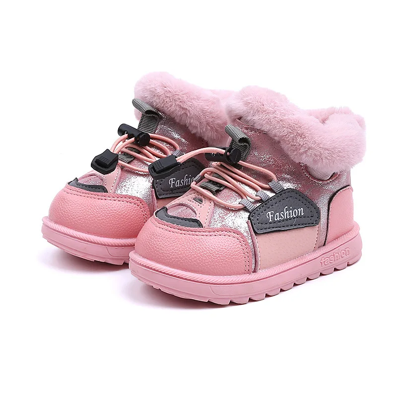 

New beautiful fashion keep warm winter kids boots shoes, Black/pink/grey