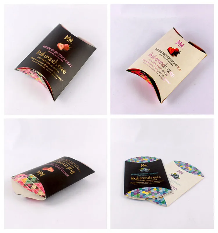 Food Package Printing Paper Pillow Box With Foil Logo