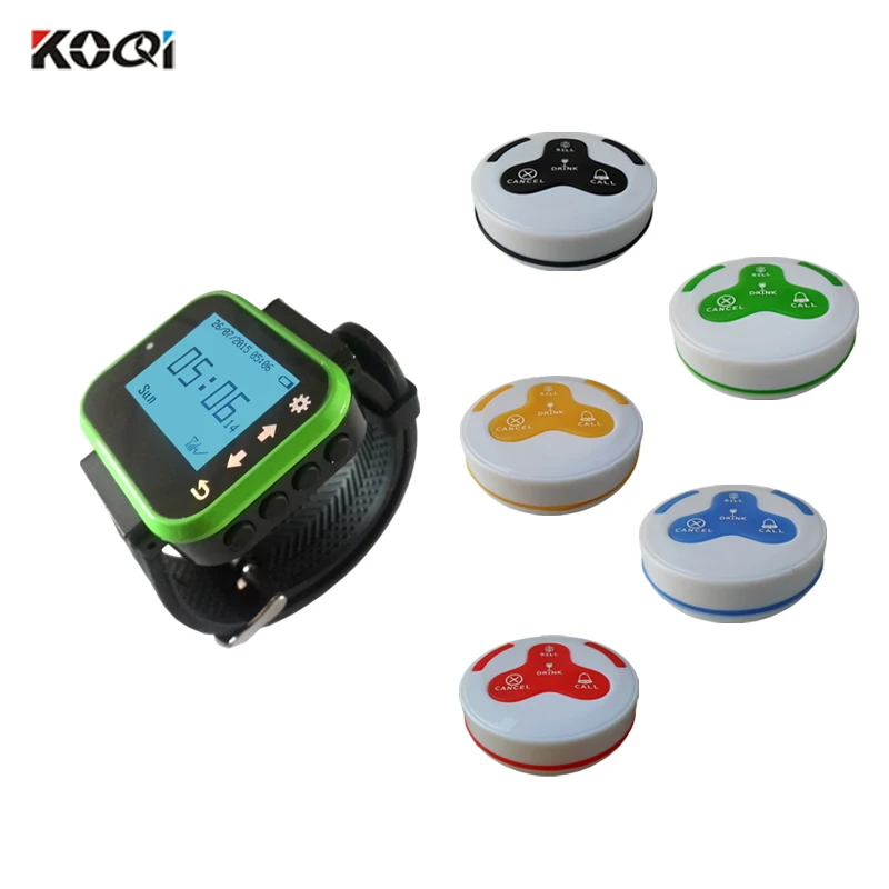 

4 keys buzzer with watch clock Restaurant service equipment Wireless waiter call system