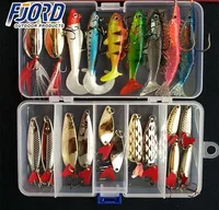 

FJORD Hot! Fishing Lures Soft Fish Shrimp Spoon Metal VIB Lure Soft Bait Sequins Kit Mixed Fishing Lures Suits