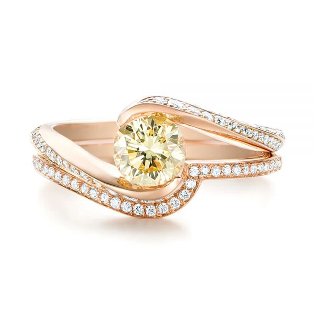 

Newest Design Stacking Sterling Silver Couple Cubic Zirconia Ring