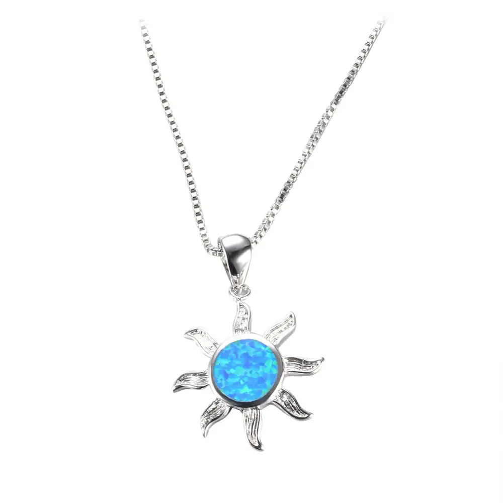 

Beads Necklace luxurious Women birthday blue opal 925 Silver Necklace Child gift Wholesale