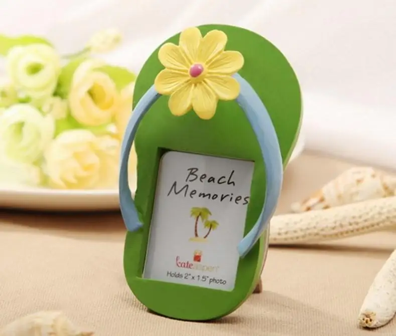 Wedding Table Decoration Flip Flop Photo Frame With Flower Accent