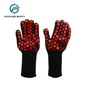 Image of Long cuff extreme silicon heat resistant aramid oven gloves
