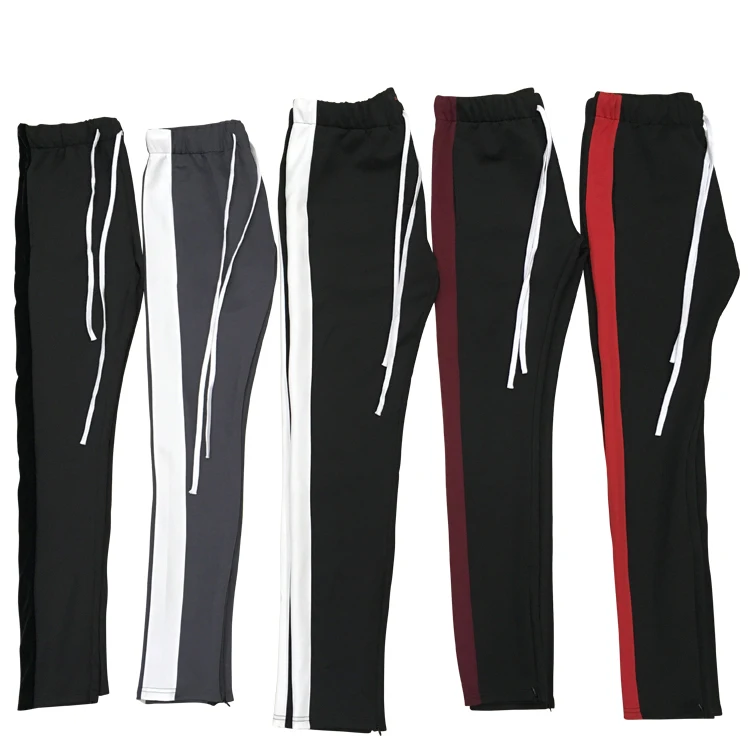 

Low MOQ Wholesale Mens Slim Fit Stripe Blank Track Pants