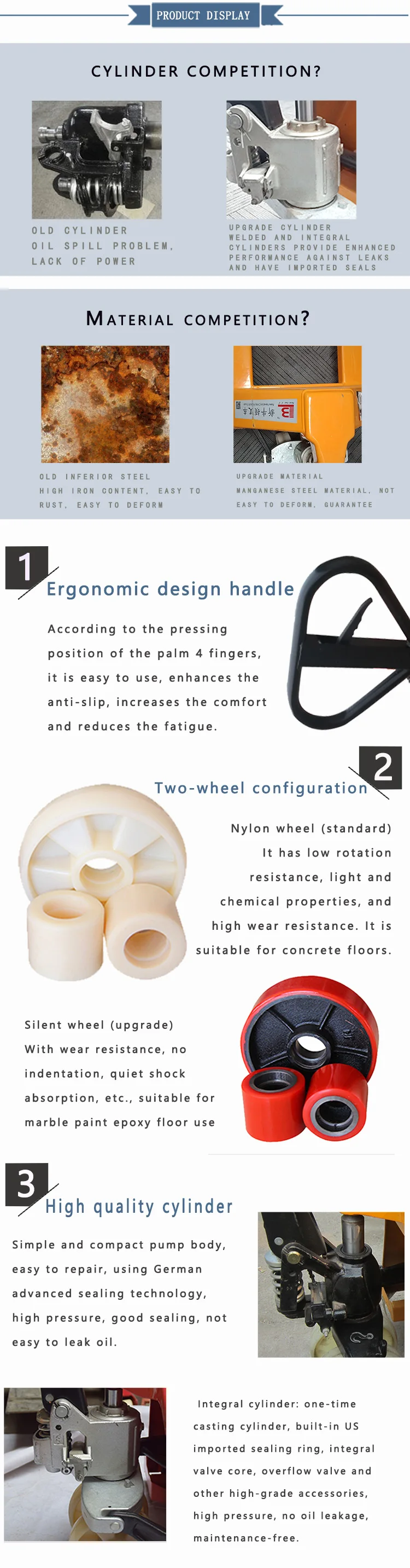 2500kg hydraulic hand pallet truck parts