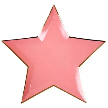 pink star paper plates