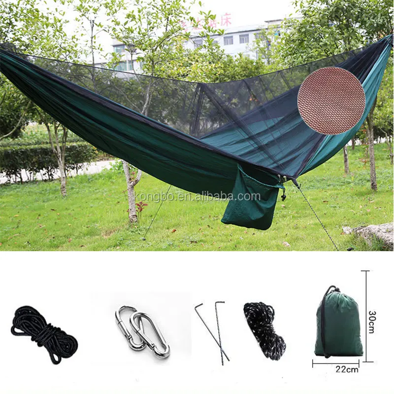 

KongBo Outdoor Parachute Straps Hanging Travel Hammock Swings With Mosquito Net, Customized