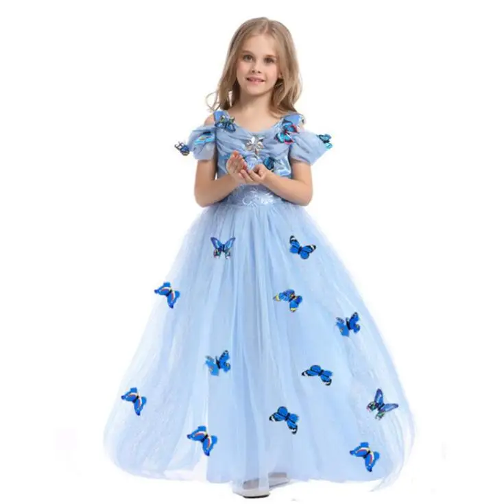 

Amazon fashion cartoon film kid Princess dress butterfly flower cheaper school girl princess dress