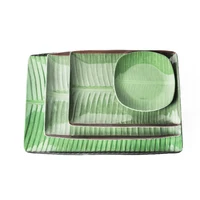 

The whole case wholesale 14" x 10.1" x 0.9" Inch Villa Banana Leaf rectangular Melamine Plates Set Printed Design