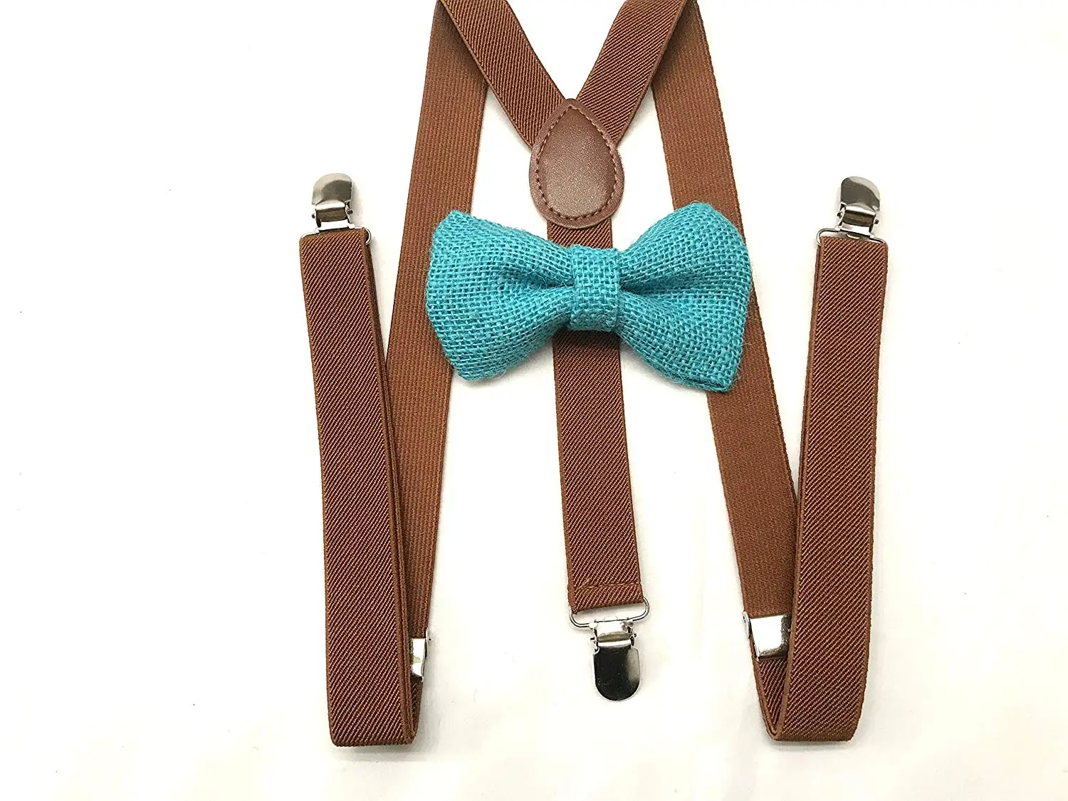 Chocolate Brown Burlap Barn Yard Bow Rustic Bowtie Adjustable Strap Wedding