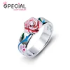 fashion custom special Popular model 925 sterling silver latest designs wedding gold plated enamel rings for girls women jewelry