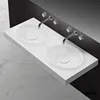 Thin Double Vanity Sinks Bathroom Used Long Counter Wash Basin