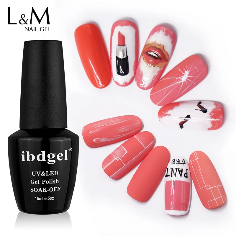 

Popular Color ibdgel Living Coral Orange Color UV Nail Gel Polish UV Led Soak Off, 8 coral orange colors