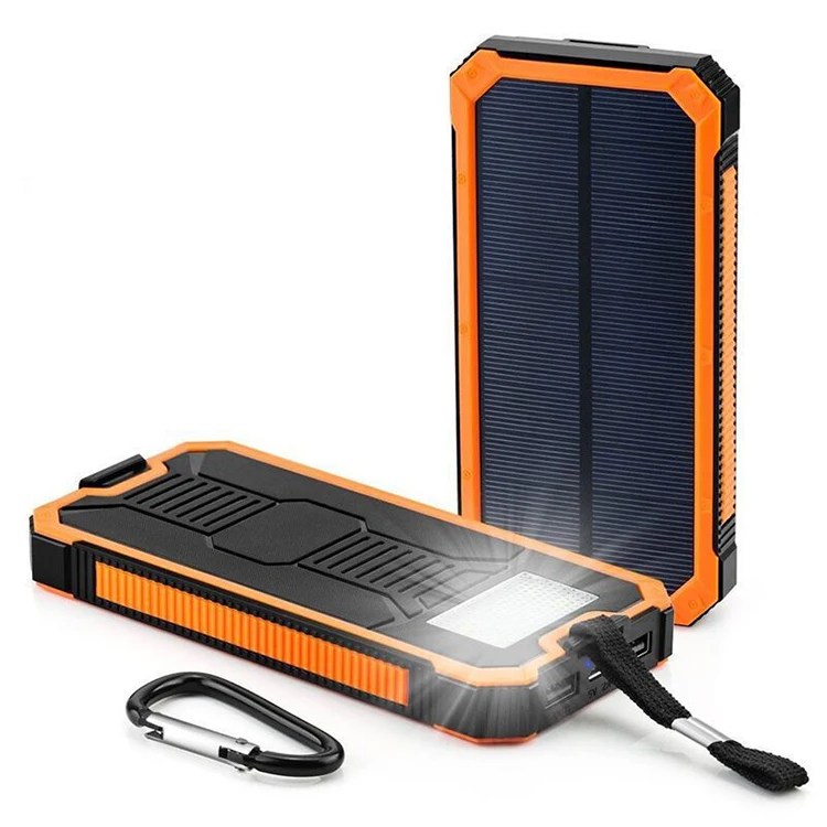 2019 Portable led 20000mah solar power bank waterproof solar charger,camping power bank solar chargers for cell phone