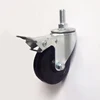 3 4 inch solid small black rubber swivel caster wheel with double brake