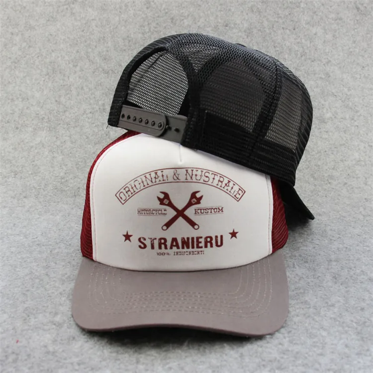 

yupoong style mesh printed logo trucker hat