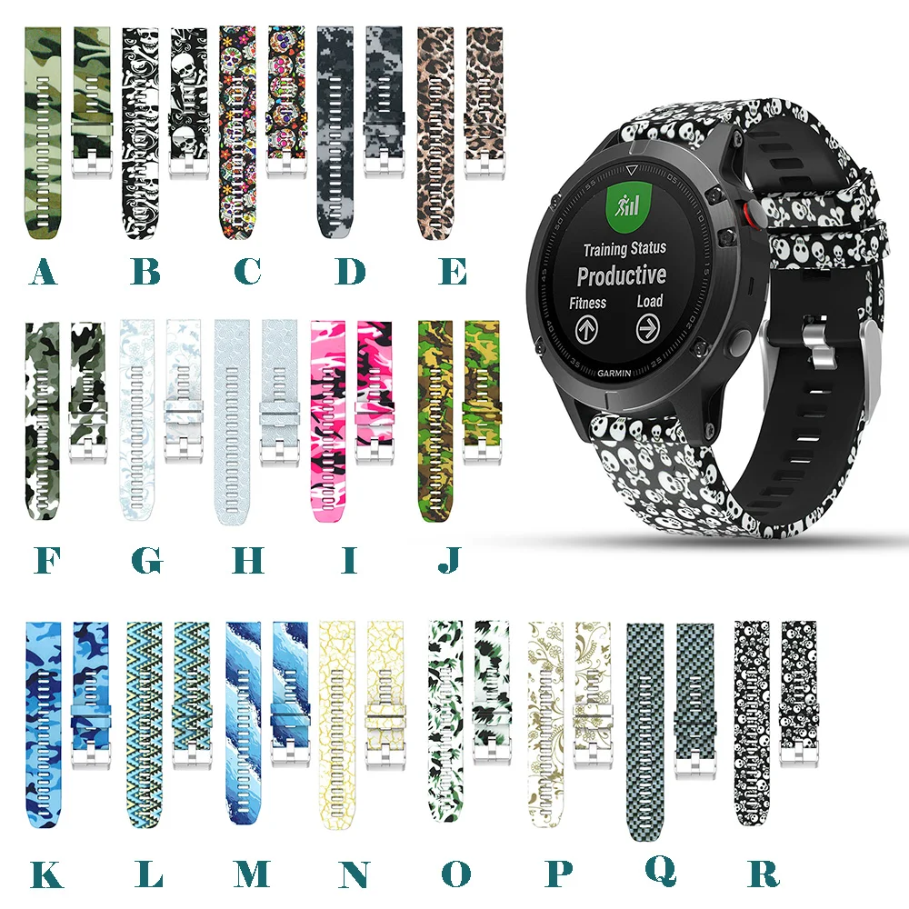 

Printing Soft Silicone Replacement Wrist Watch Band Strap for Garmin Fenix 5 / Approach S60 GPS and Forerunner 935, 18 colors