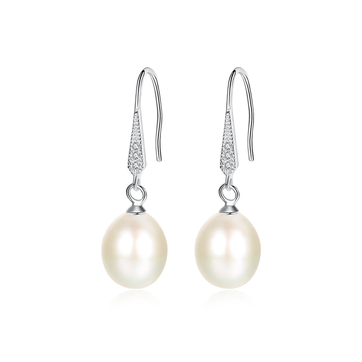

CZCITY High Quality 925 Sterling Silver Jewelry Natural Freshwater Pearl Earrings Hooks Dangle Drop Earing