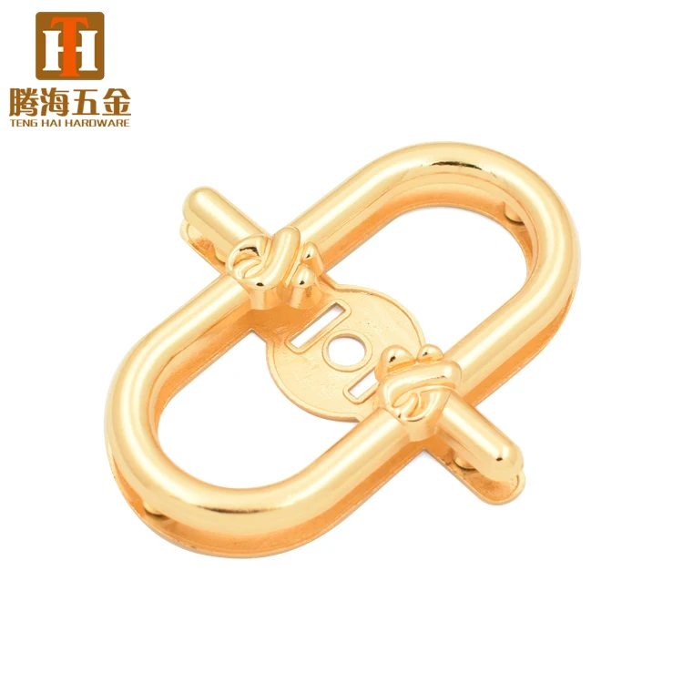 

Oval shape magnetic button lock gold finish handbag lock hardware