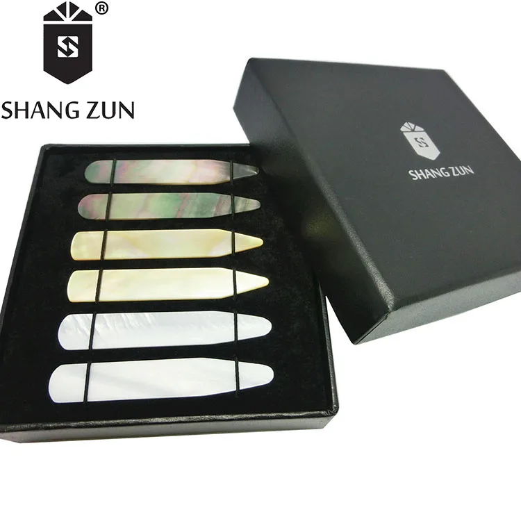 Shang Zun Mother of Pearl Shell Collar Stays with Box，2 Pcs 