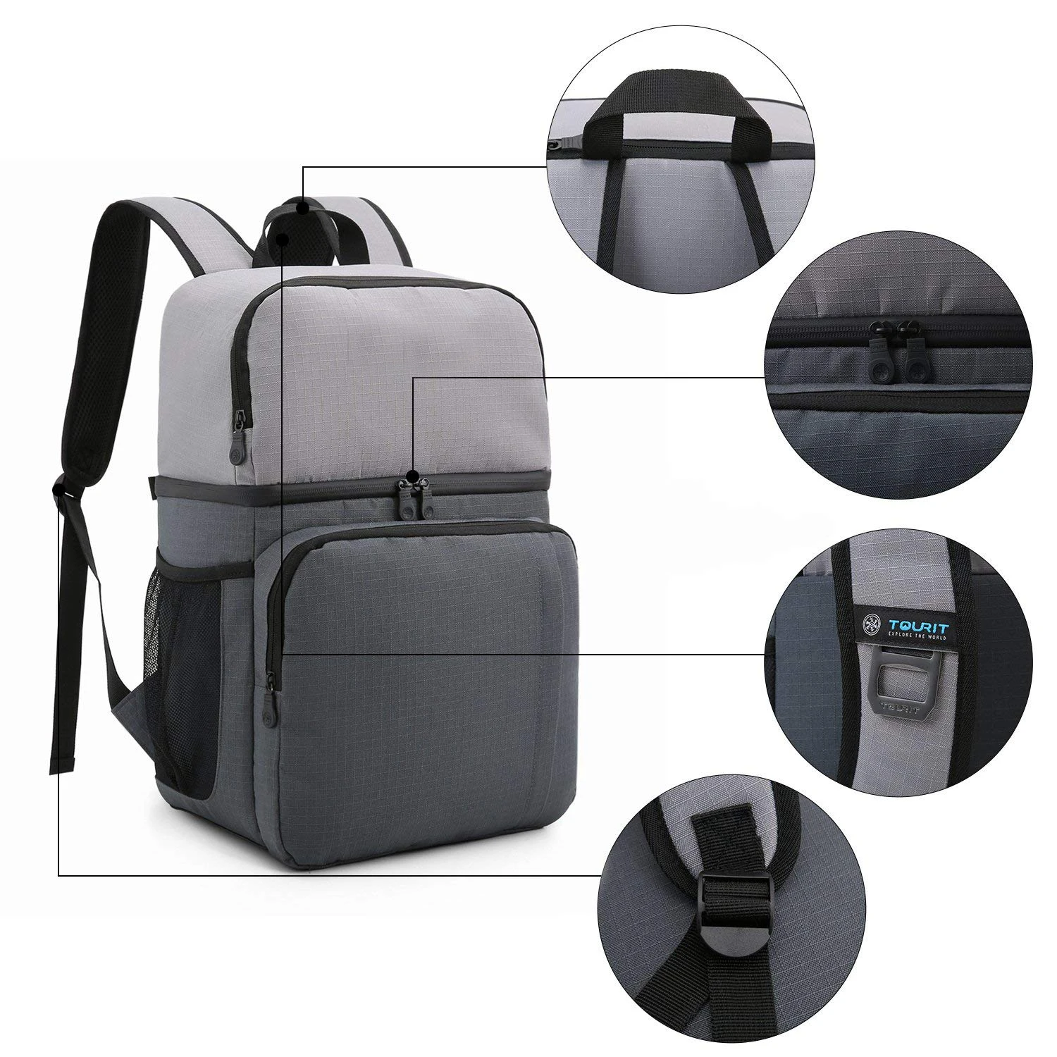 Leak Resistant Insulated Cooler Backpack Dual Insulated Compartment ...