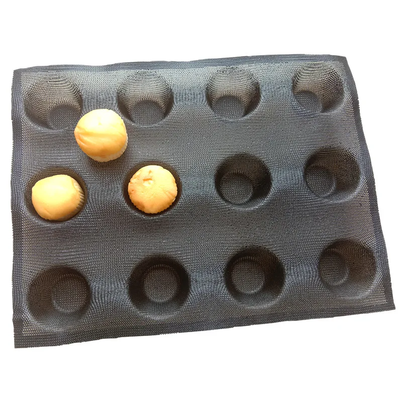 

perforated Bun Bread Forms Non Stick Baking Sheets Perforated Hamburger Molds Muffin Pan Tray silicone glass fiber 12 loaves