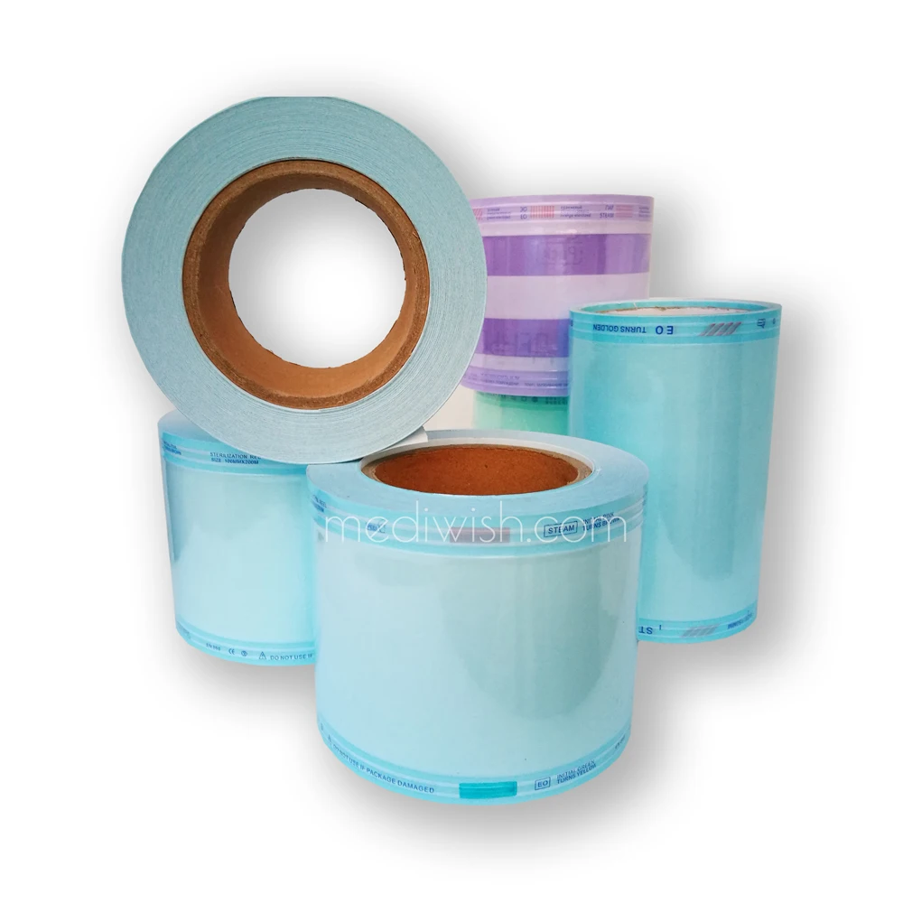 Medical steam sterilization flat roll pouch