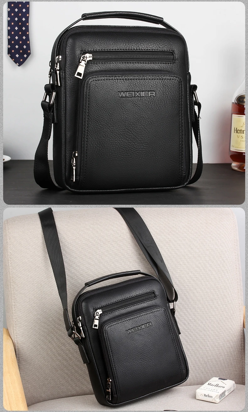 Vintage Men's Business Fashion Grid Trend Crossbody Bag