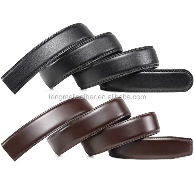 100 Full Grain Leather Ratchet Belt Without Buckle Men's Long Genuine