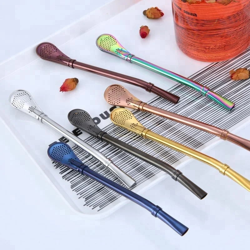 

Stainless Steel Colored Drinking Straw Mate Tea Straw Metal Straw Set