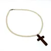 White clam shell necklace with cross robles wood pendant necklace